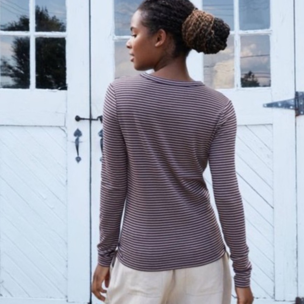 A New Day Stripes Long Sleeve Tee Top Size Medium - Picture 3 of 9
